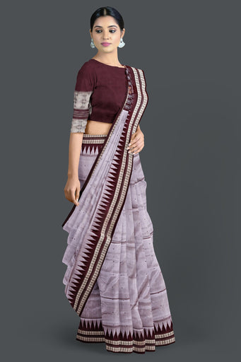 Dark Silver Bomkai Butti Sambalapuri Saree