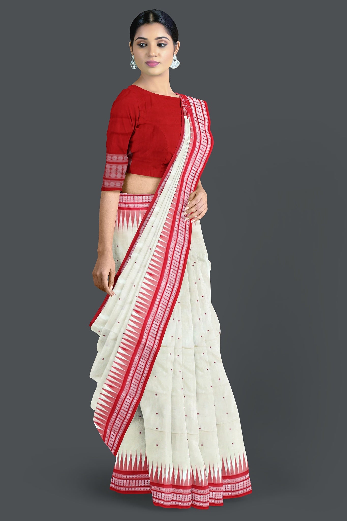 Cream Bomkai Butti Saree