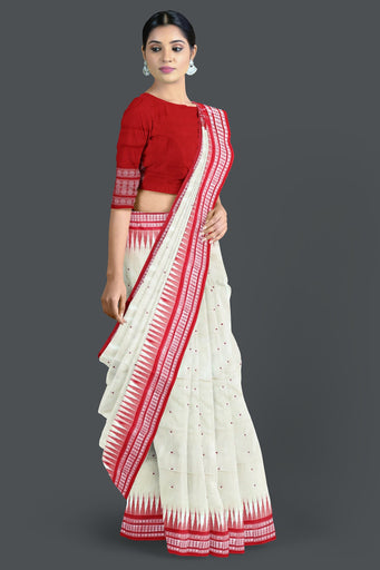 Cream Bomkai Butti Saree