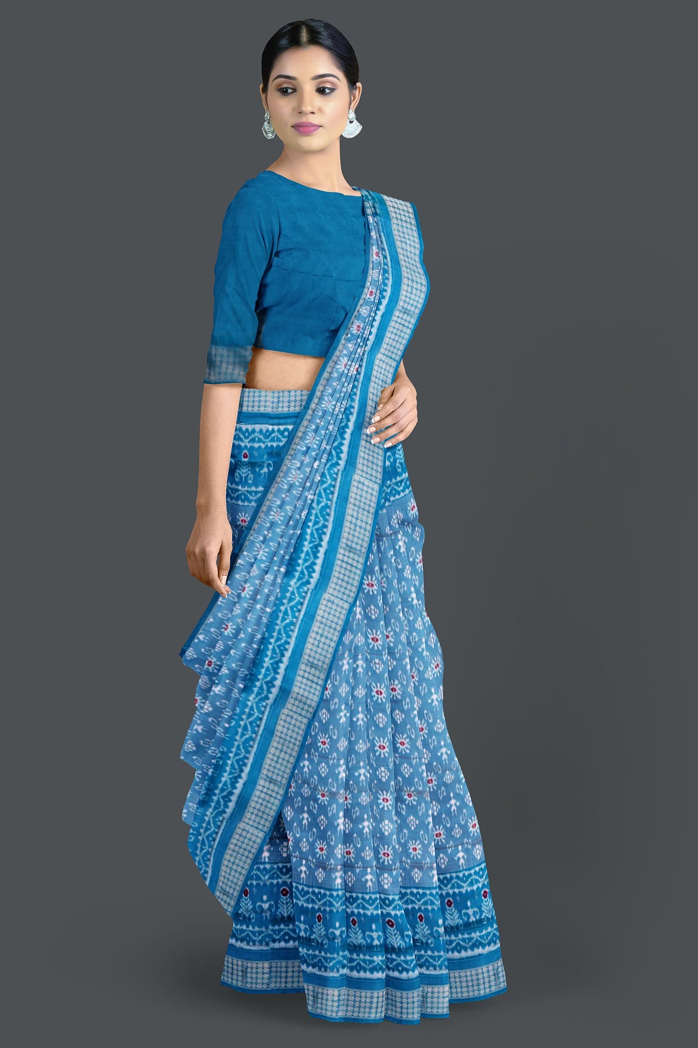 Light Blue Teracota Bandha Saree