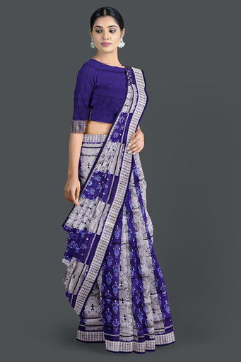 Voilet Blue Teracota Bandha Saree