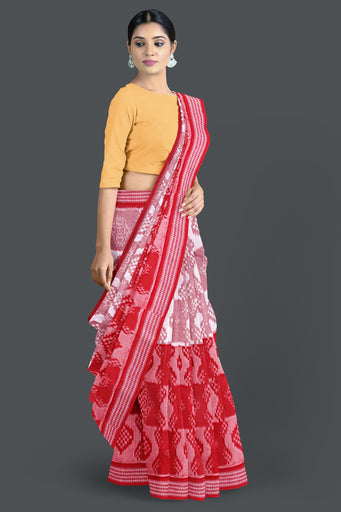 White Red Body Body Bandha Saree(With Out Blouse)
