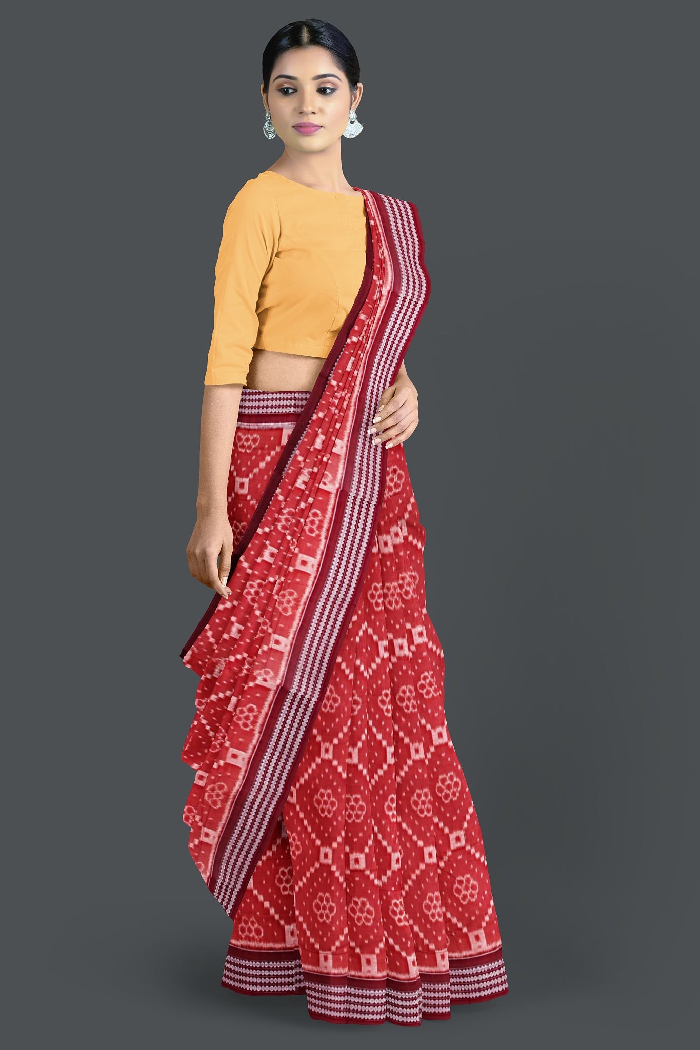Rust Body Bandha Saree(With Out Blouse)