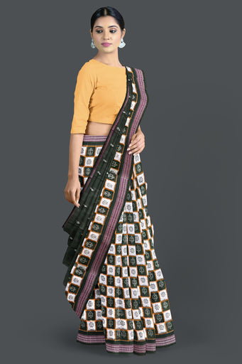 Dark Olive Green Border Pasapalli Saree