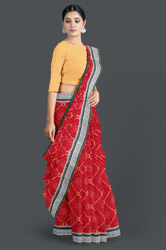 Deep Red Body Bandha Saree(With Out Blouse)