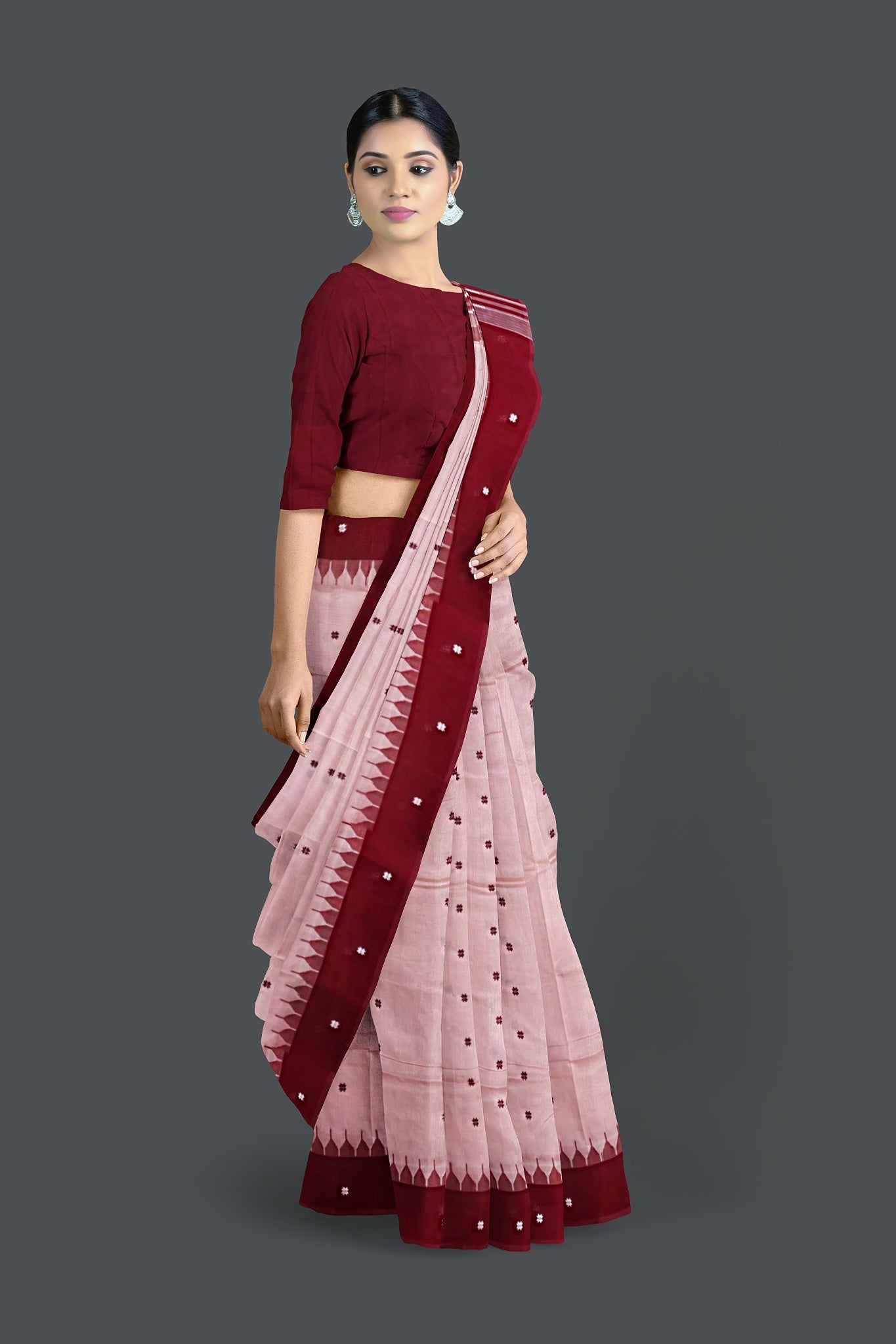 Peach Pata Bapta Saree
