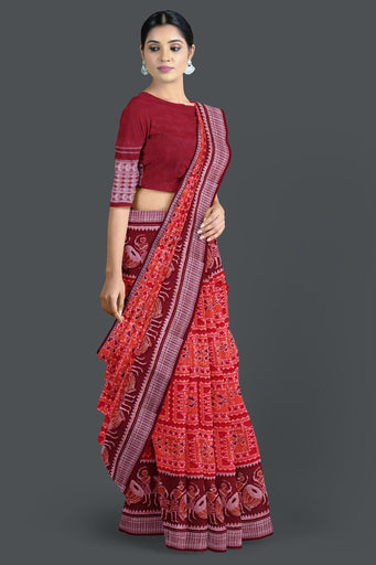 Dark Red Teracota Bandha Saree