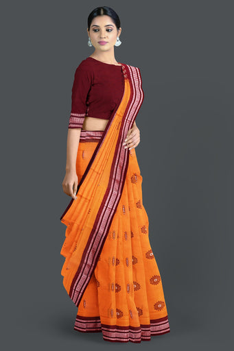 Golden Yellow Bomkai Saree