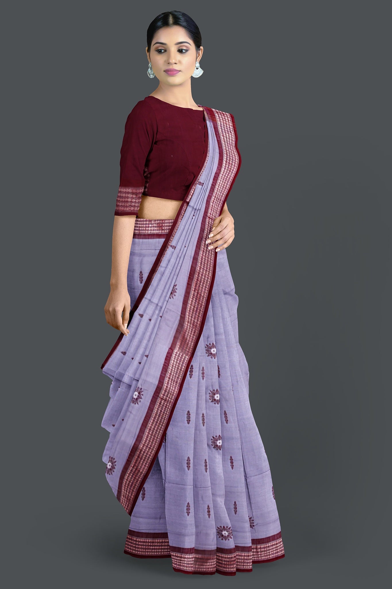 Dark Grey Padam Bomaki Saree