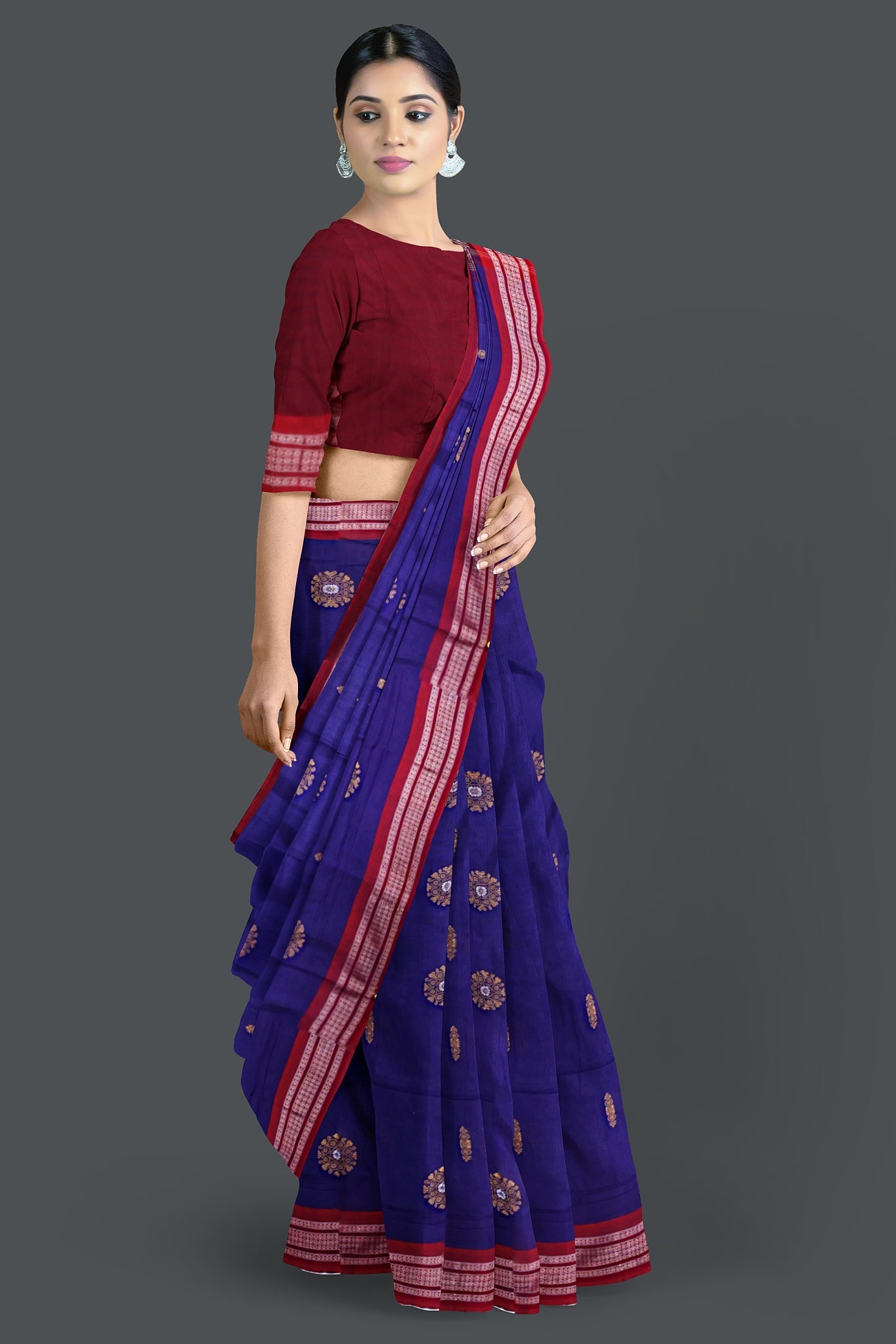 Navy Blue Bomkai Saree