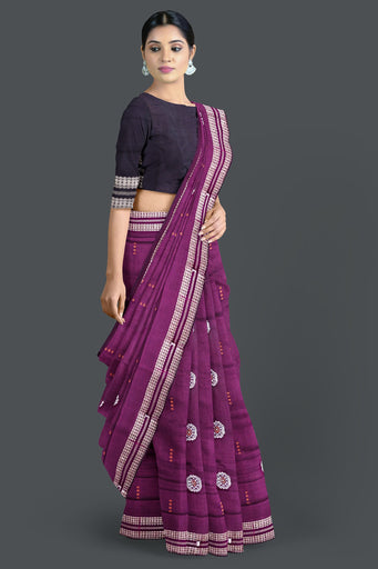 Purple Bomkai Saree