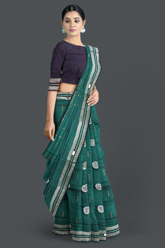 Green Bomkai Saree