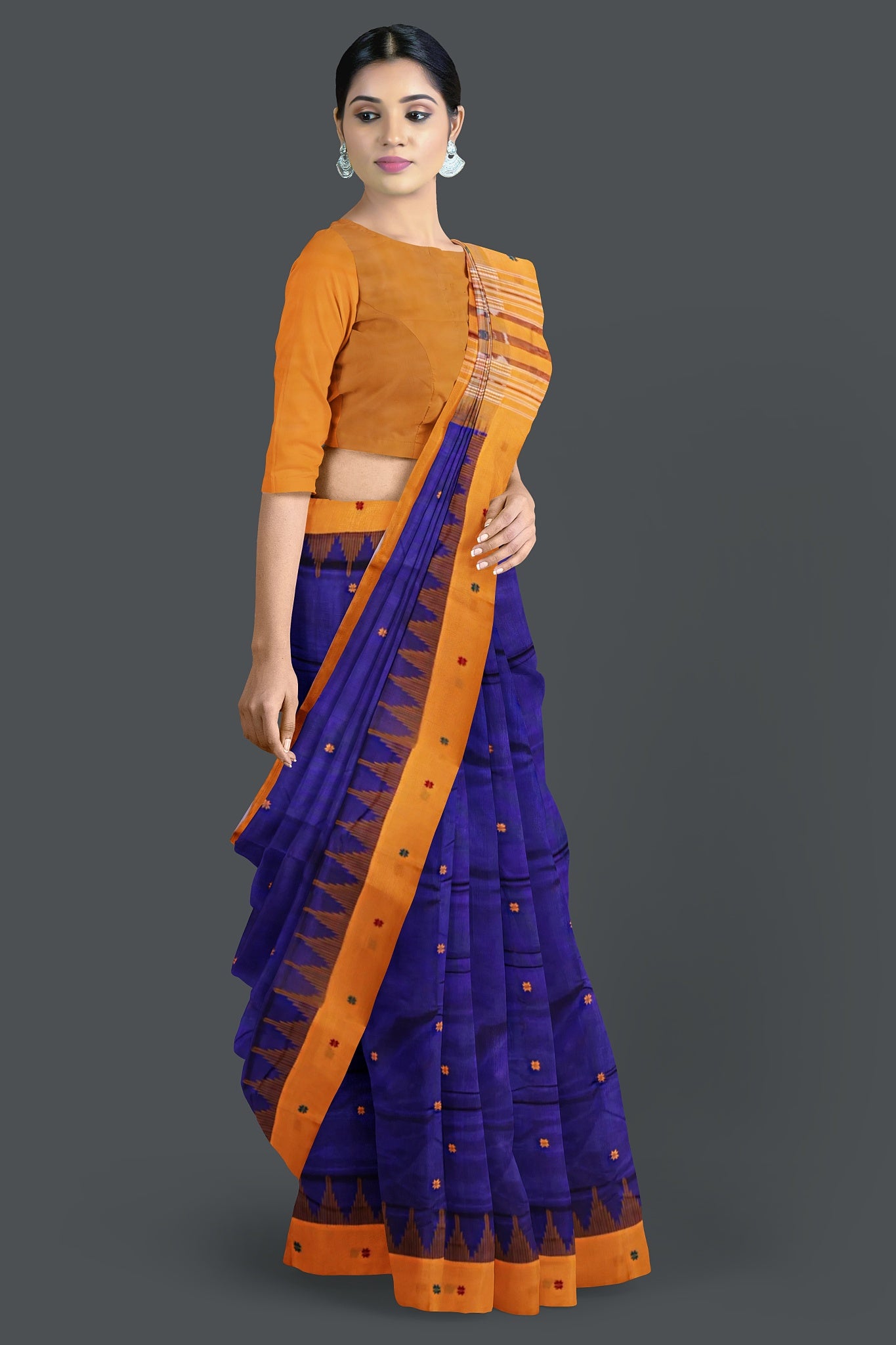 Blue Pata Bapta Saree