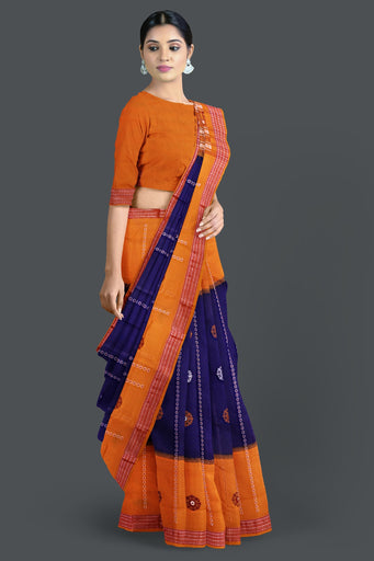 Blue Violate Bomkai Saree