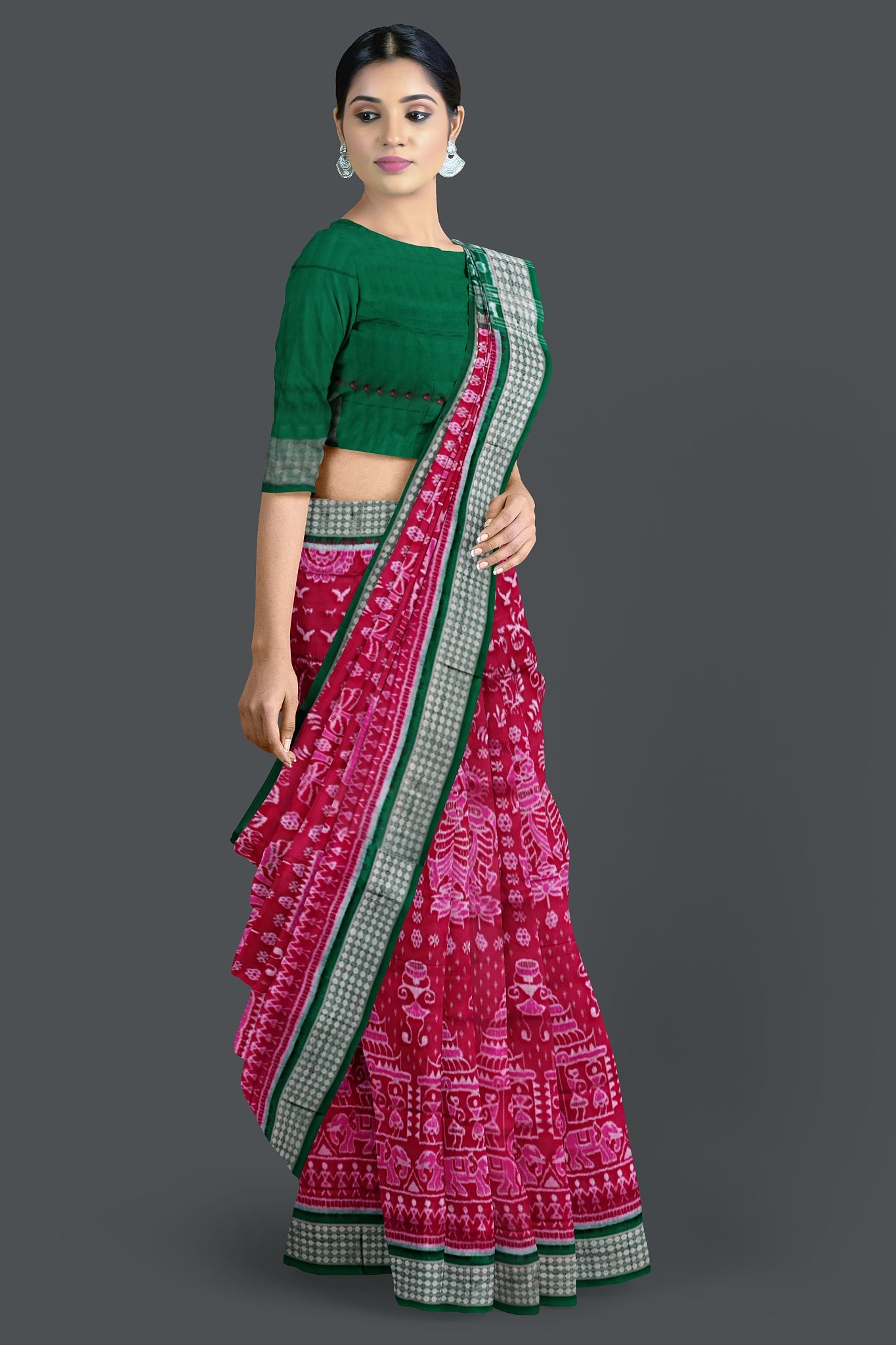 Hot Pink Traditional Body Bandha Saree
