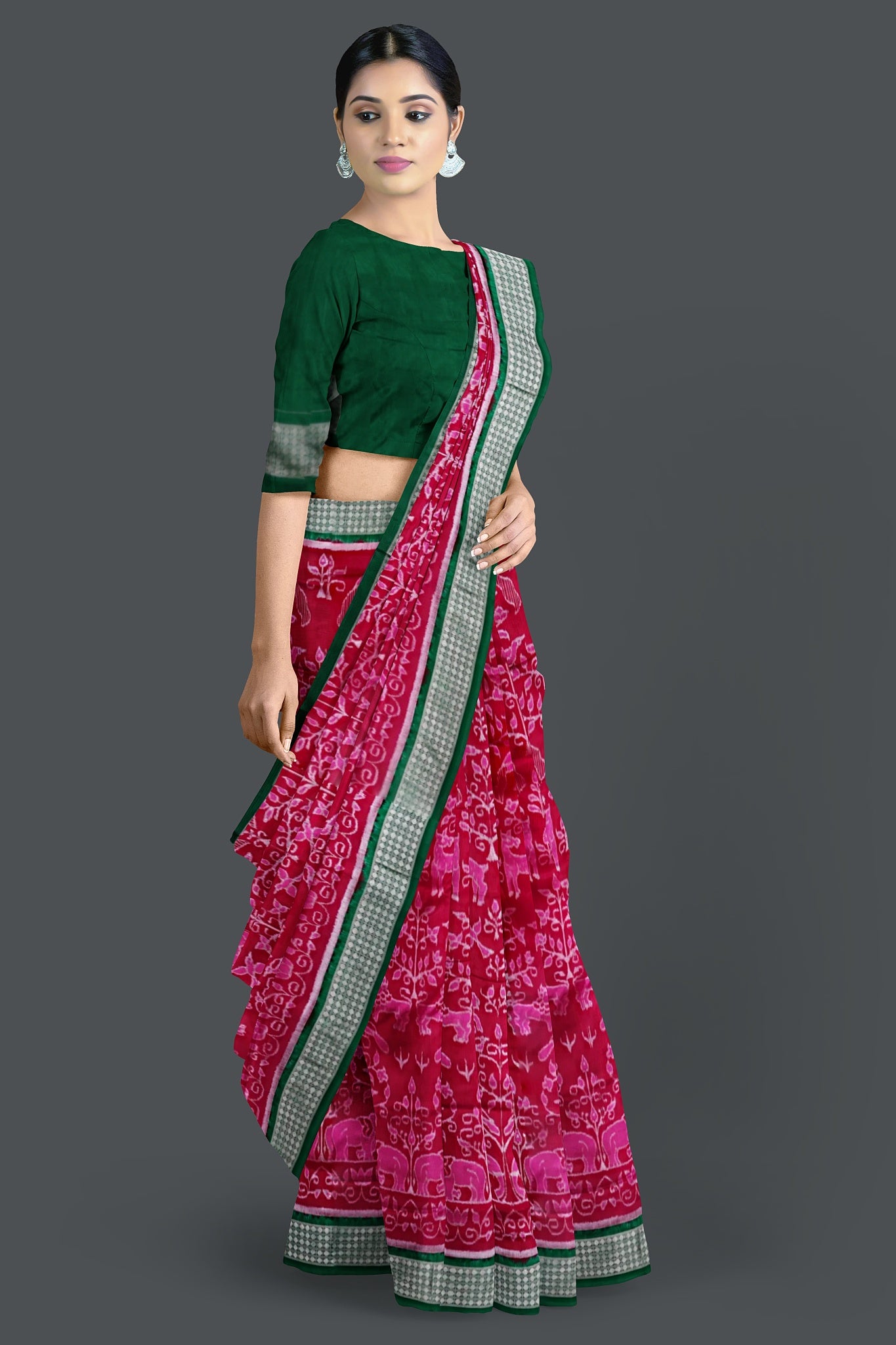 Hot Pink Border Bichitrapuri Saree