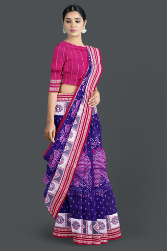 Blue And Violet Fish Bandha Saree