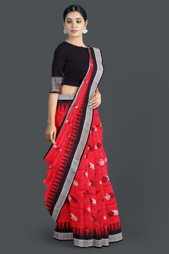 Red Body Bomkai Saree