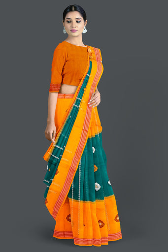 Leaf Green Bomkai Saree