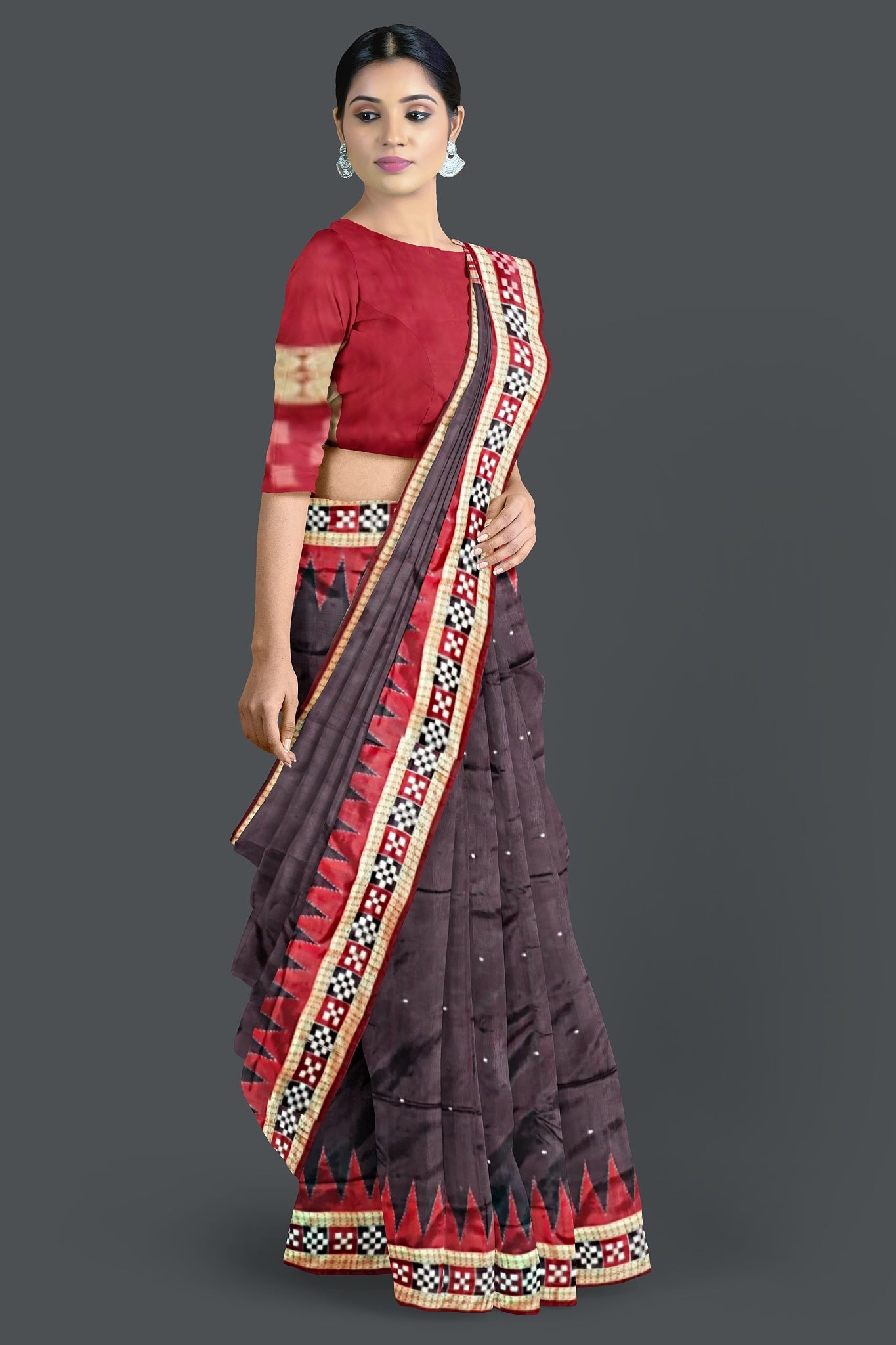Deep Coffee Border Pasapalli Saree