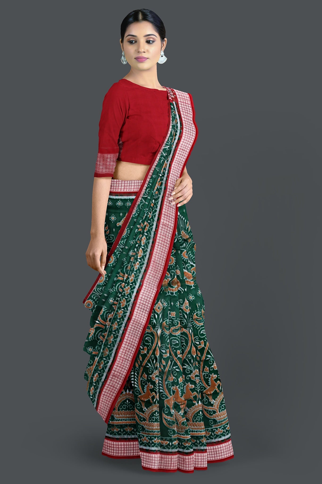 Forest Green Traditional Body Bandha Saree