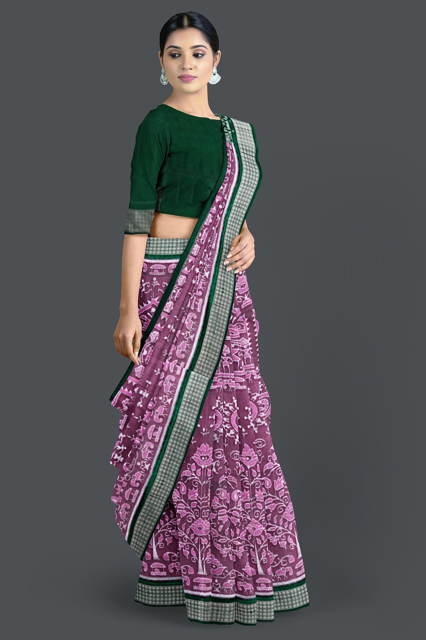 Lavender Blue Teracota Bandha Saree