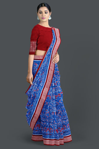 Happy Blue Traditional Body Bandha Saree