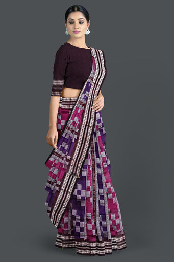 Magenta Violet Bandha Bomkai Saree