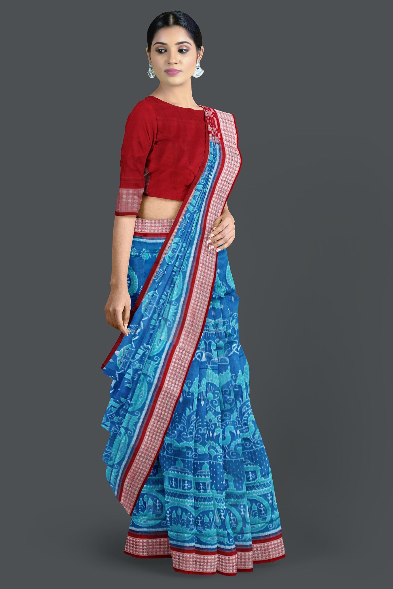 Bright Blue Bandha Sambalapuri Silk Saree