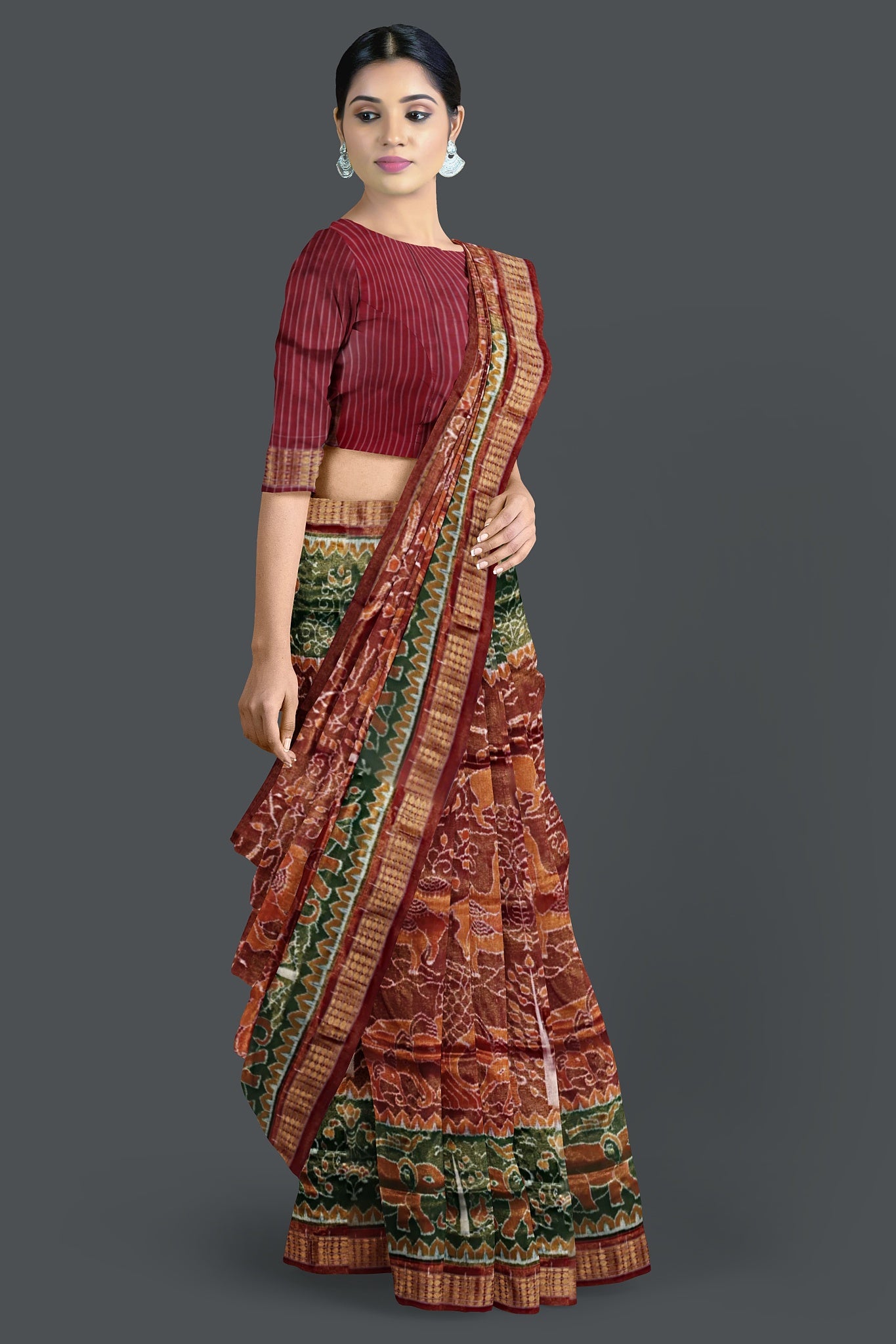 Golden Brown Body Bandha Tissue Saree