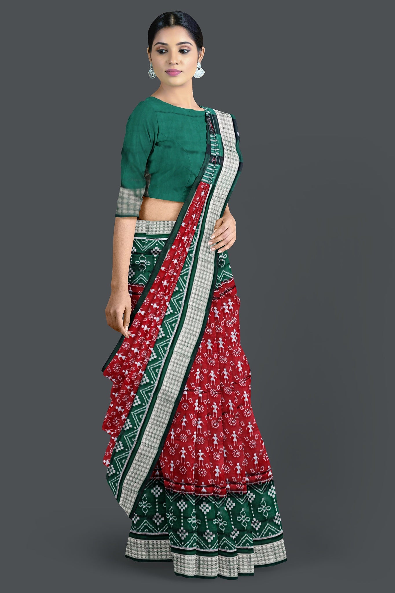 Maroon Teracota Bandha Saree