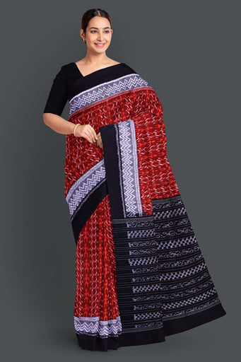 Brown Double Border Bandha Saree