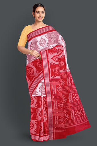 White Red Body Body Bandha Saree(With Out Blouse)