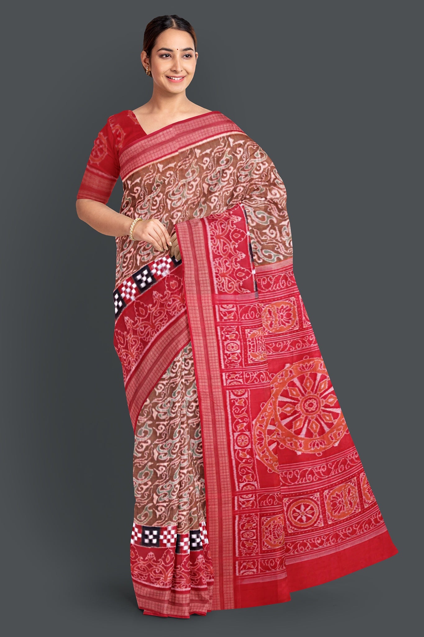Light Brown Border Pasapalli Saree