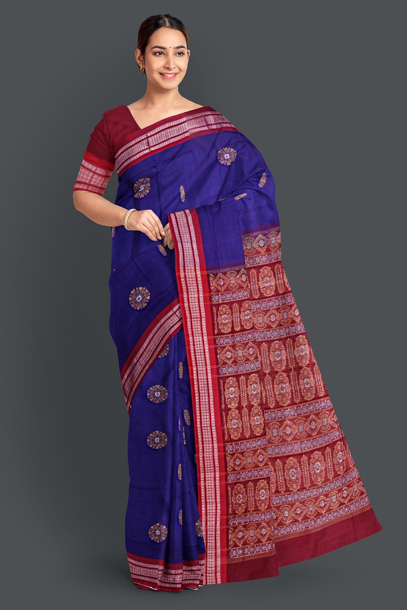 Navy Blue Bomkai Saree