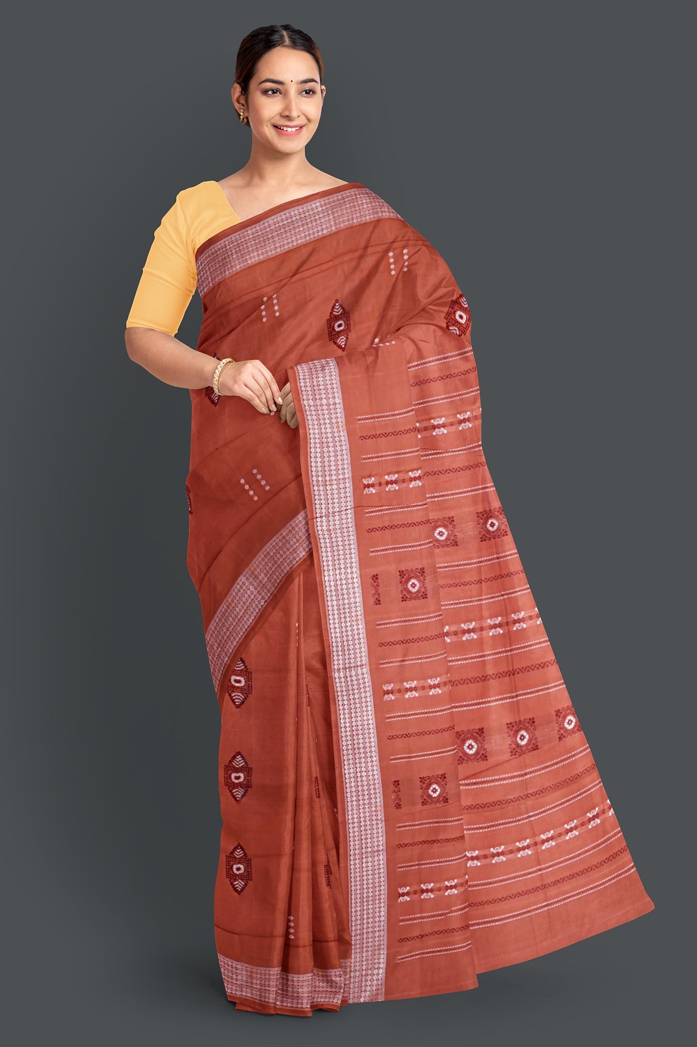 Chocklate Brown Bomkai Saree