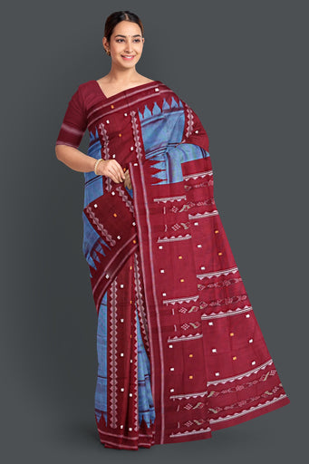 Soft Teal Pata Bapta Saree