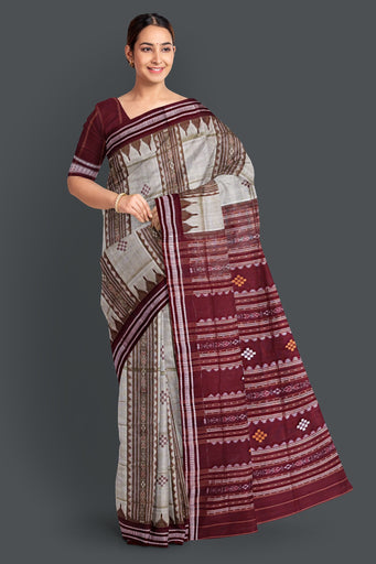 Maroon Pata Bapta Saree
