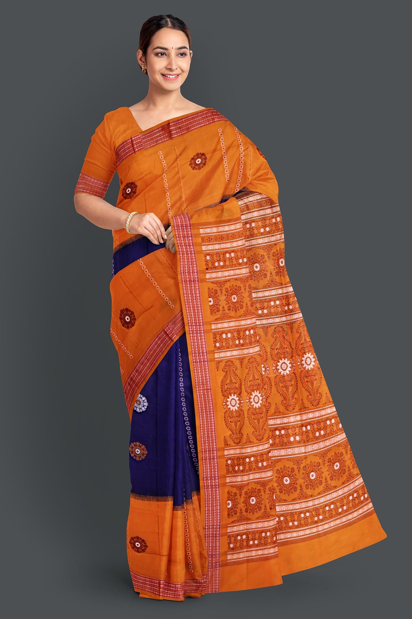 Blue Violate Bomkai Saree