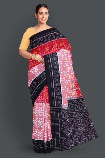 Red color Black Border Body Bandha Saree(With Out Blouse)