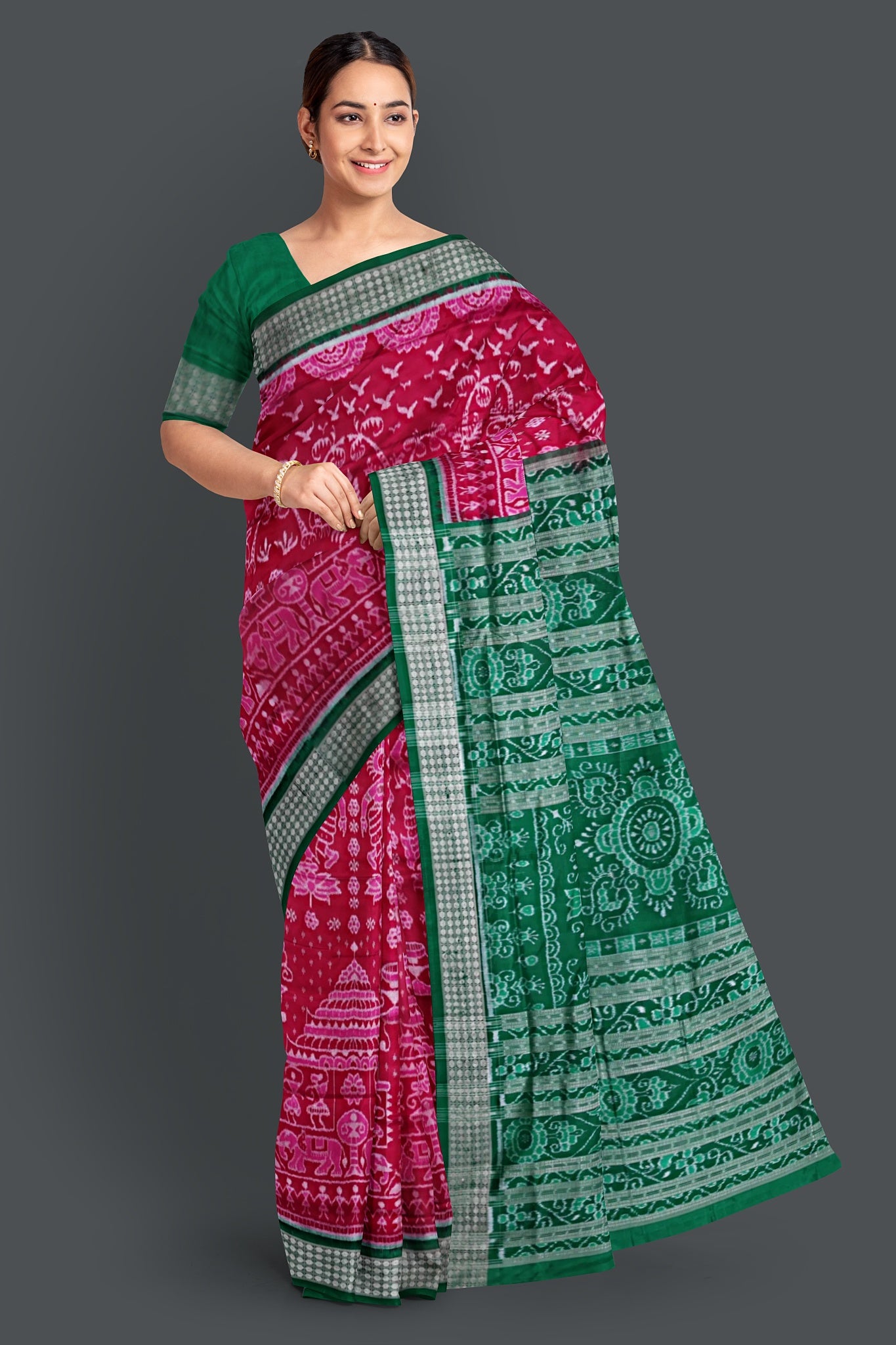 Hot Pink Traditional Body Bandha Saree