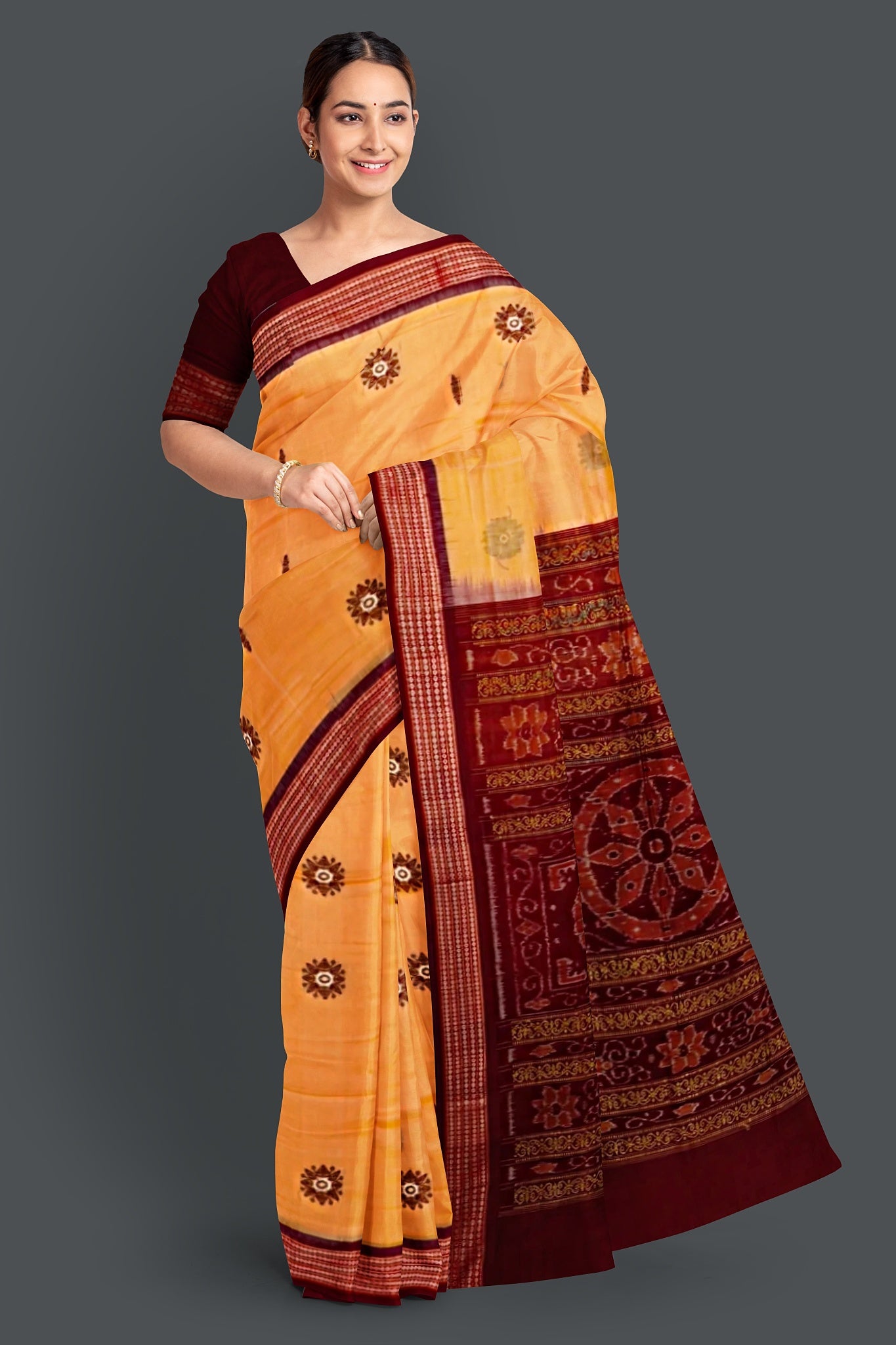 Light Orange Bomkai Saree