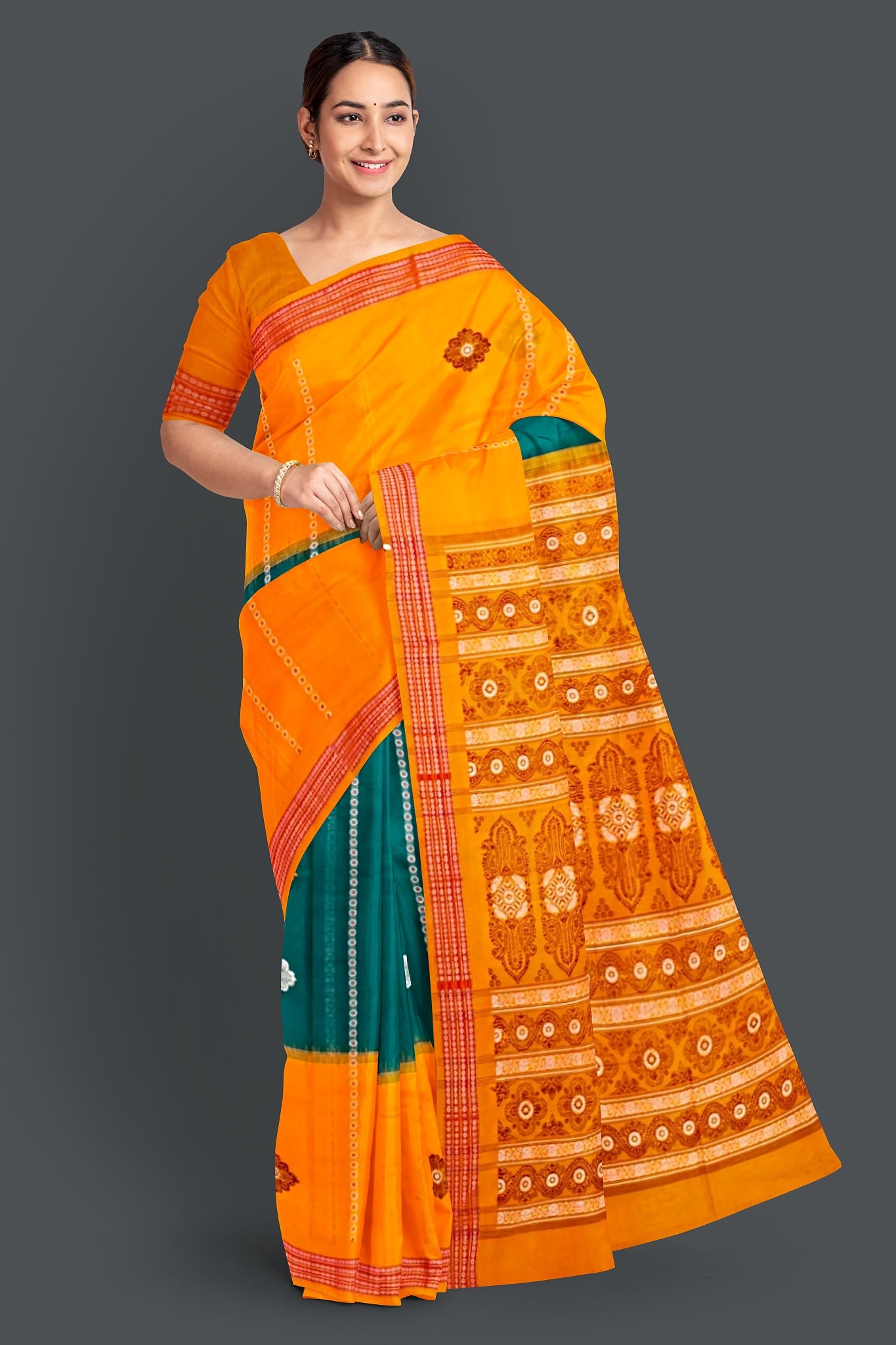Leaf Green Bomkai Saree