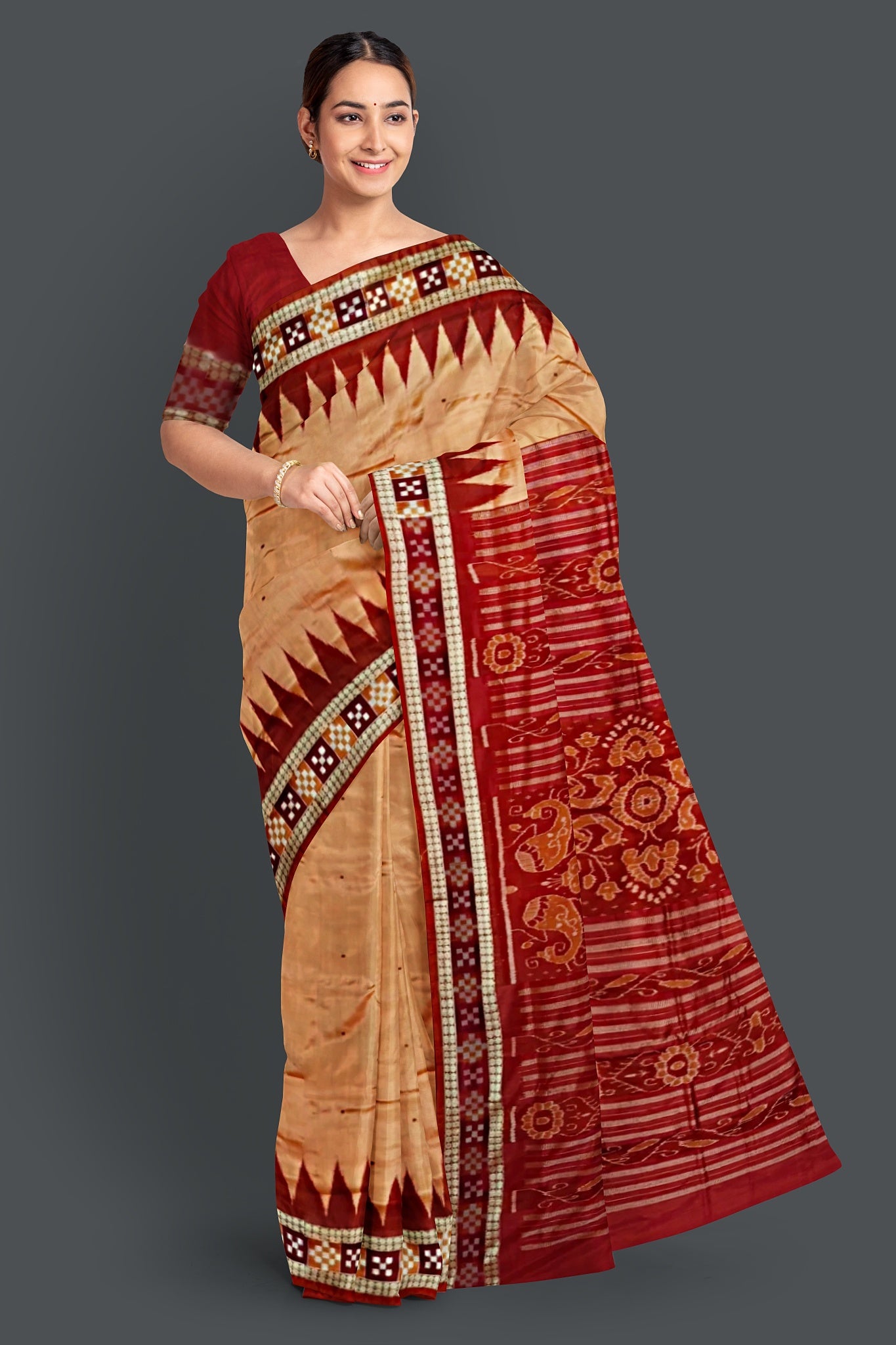 Light Coral Border Pasapalli Saree