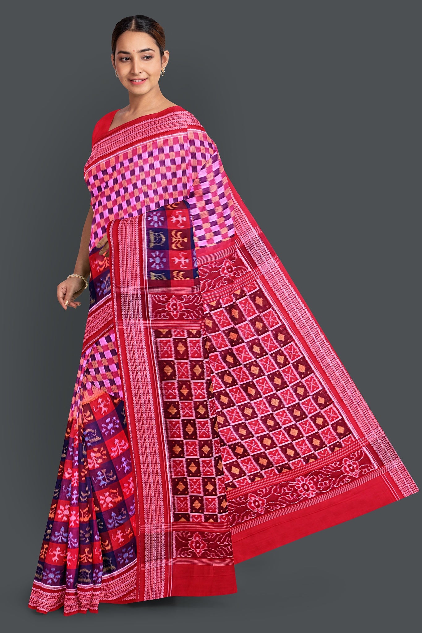 Blue, Magenta Teracota Bandha Saree