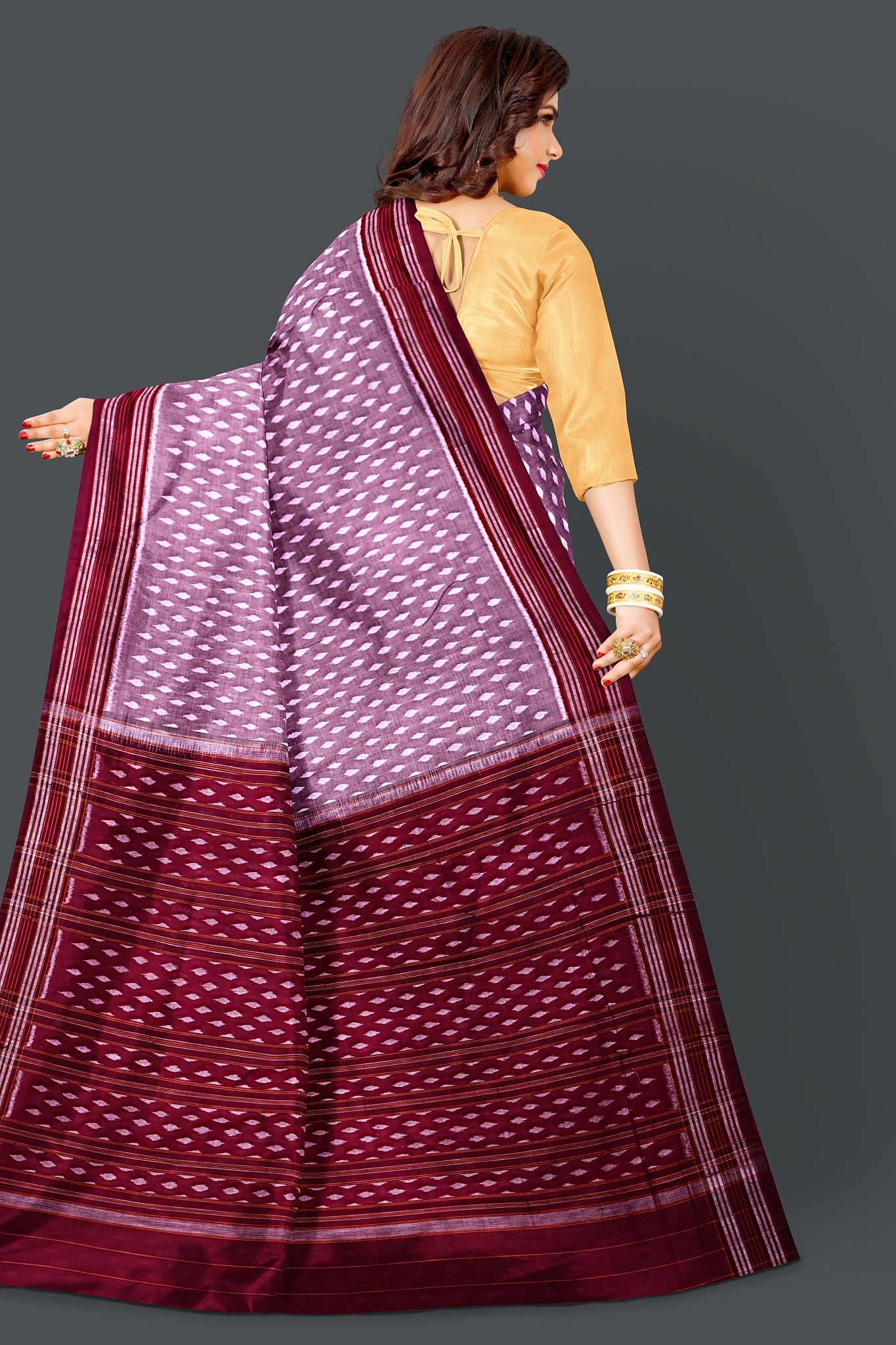 Steel Maroon Body Bandha Saree(With Out Blouse)