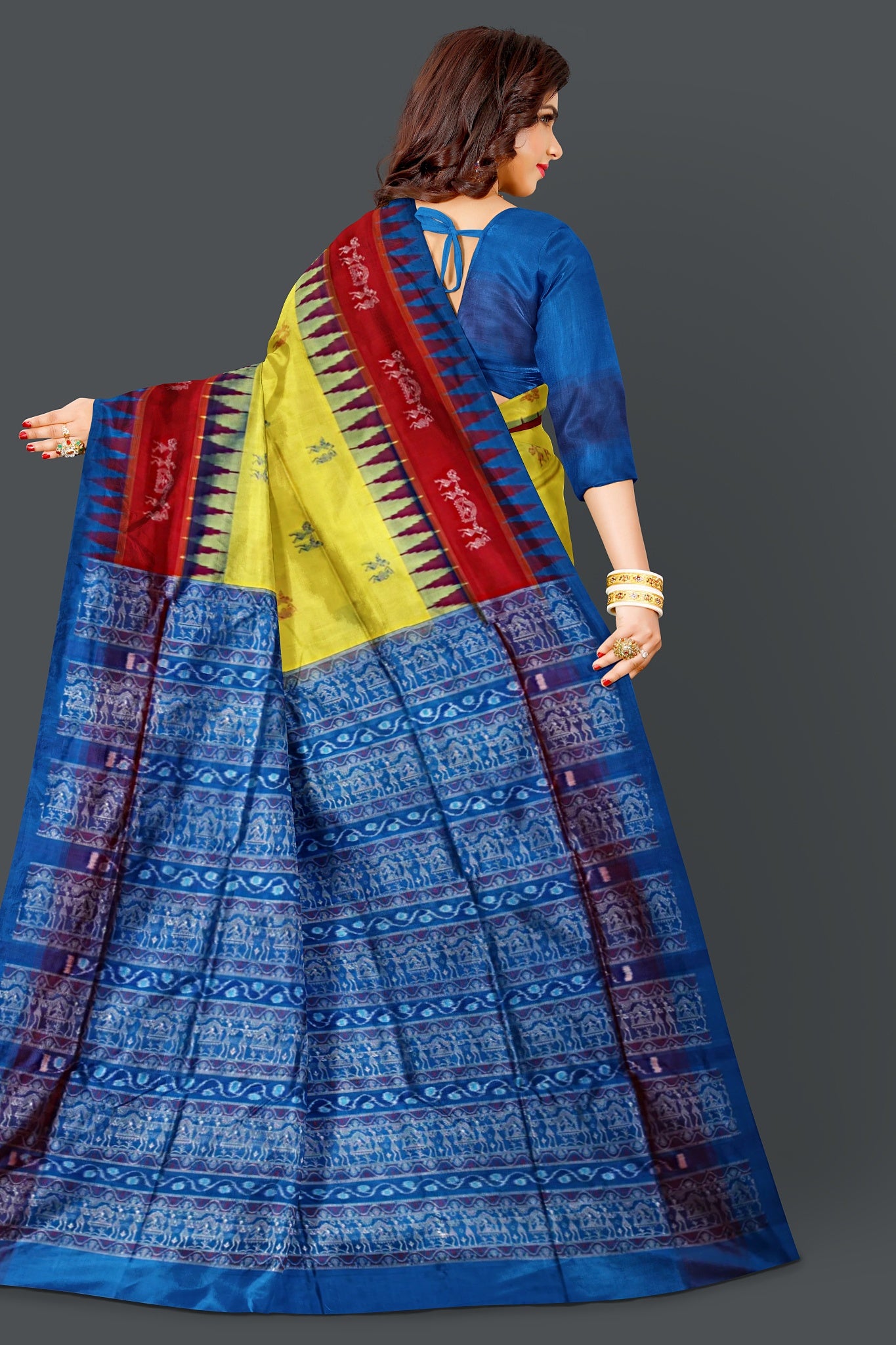 Bright Yellow Traditional Marriage Bomkai Saree