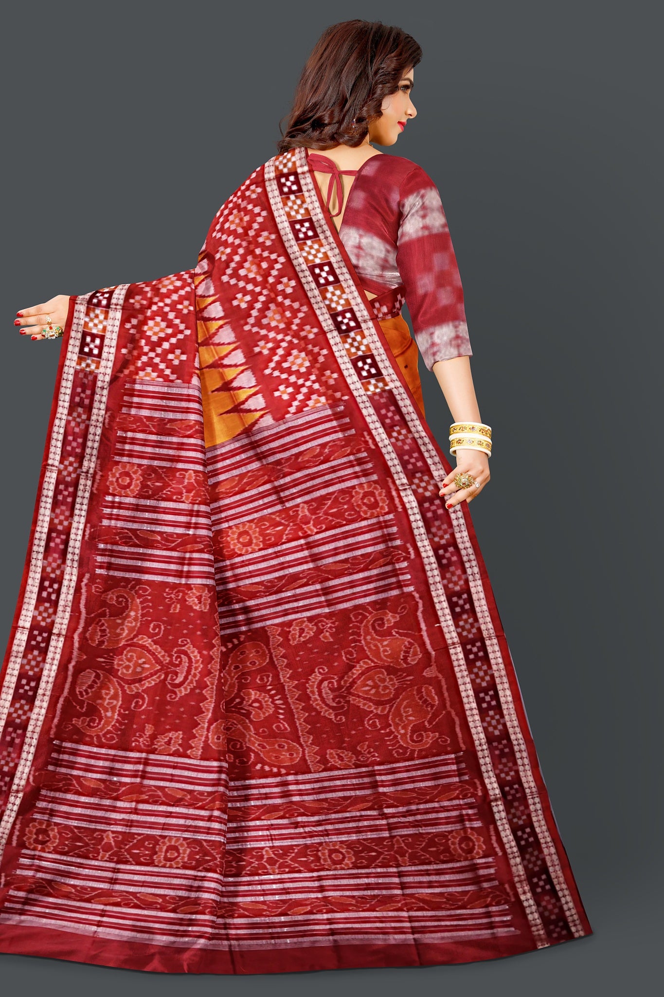 Golden Orange Border Pasapalli Saree