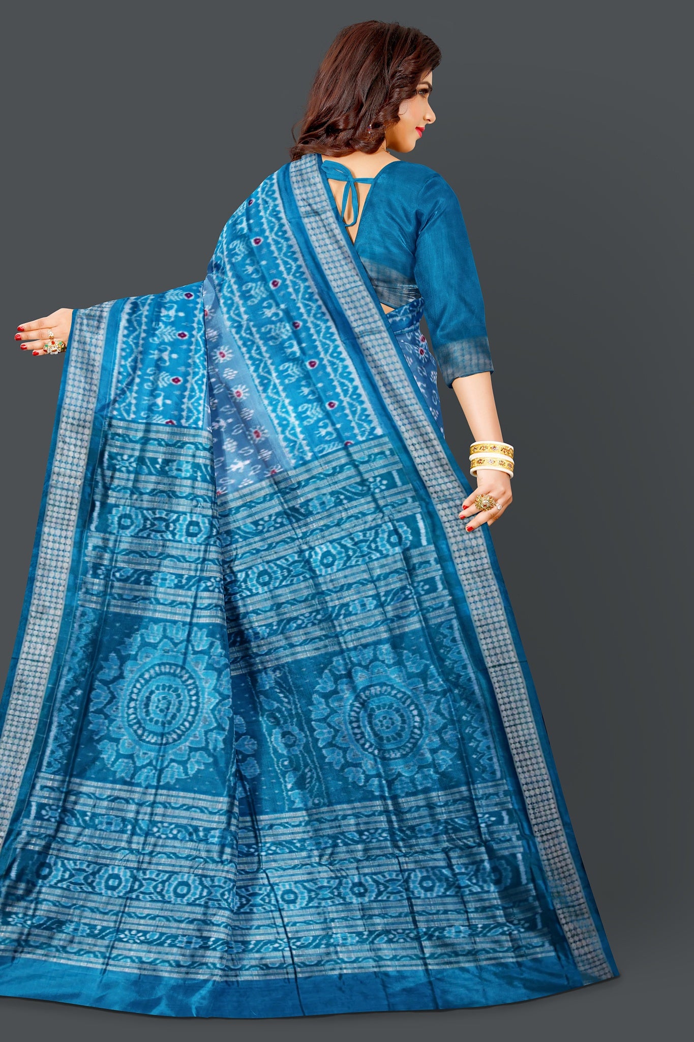 Light Blue Teracota Bandha Saree