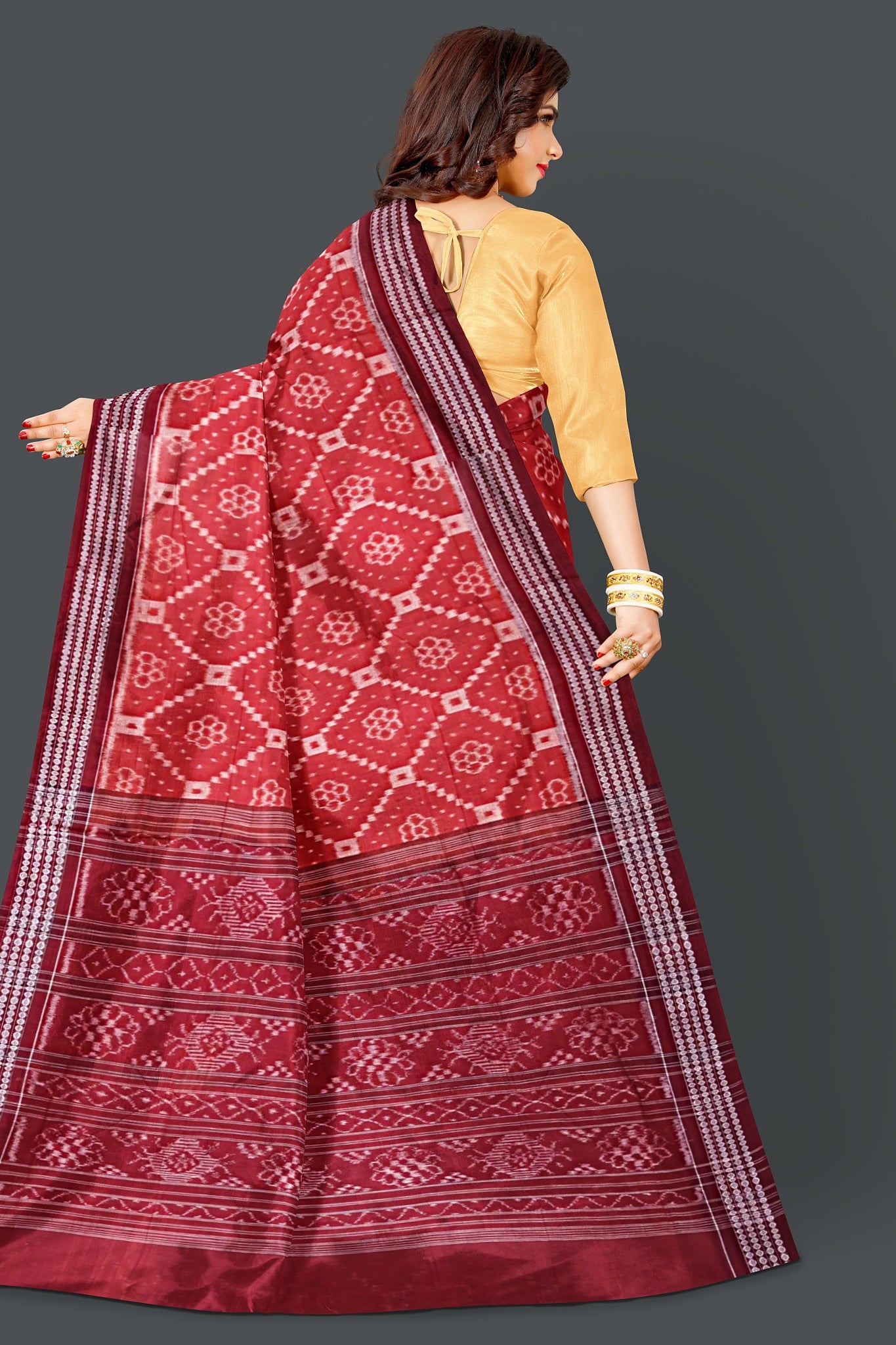 Rust Body Bandha Saree(With Out Blouse)